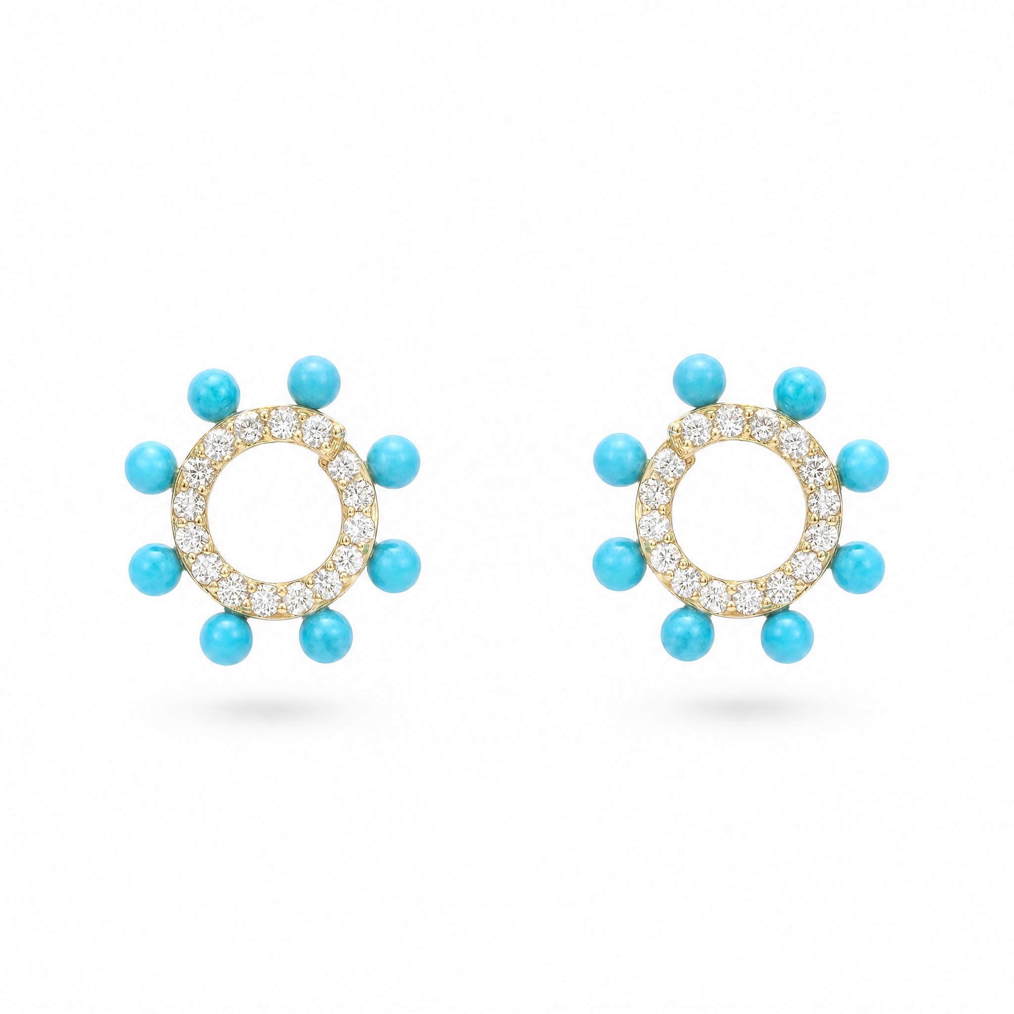 Tangent Curl Earring in Diamonds & Turquoise