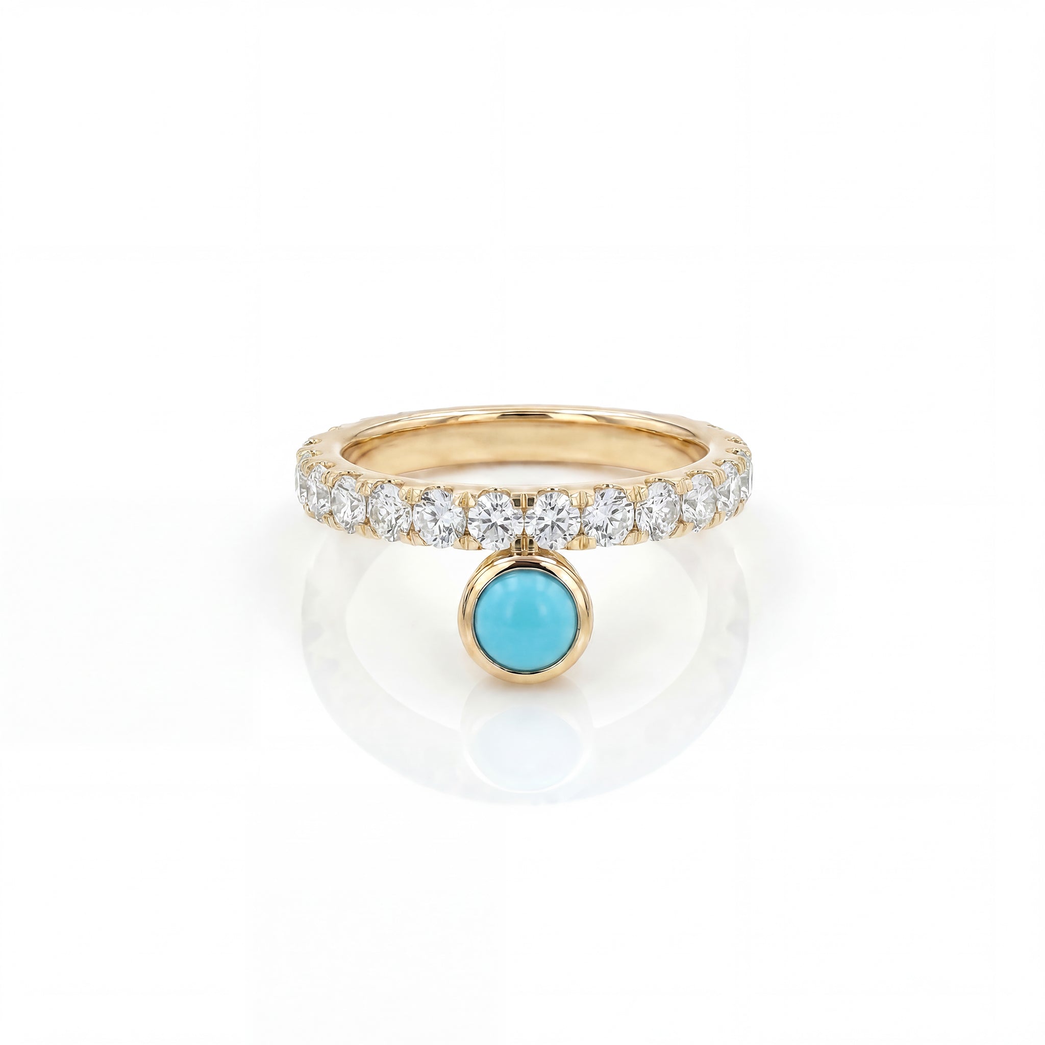 Offset Orbit Ring in Diamond & Turquoise