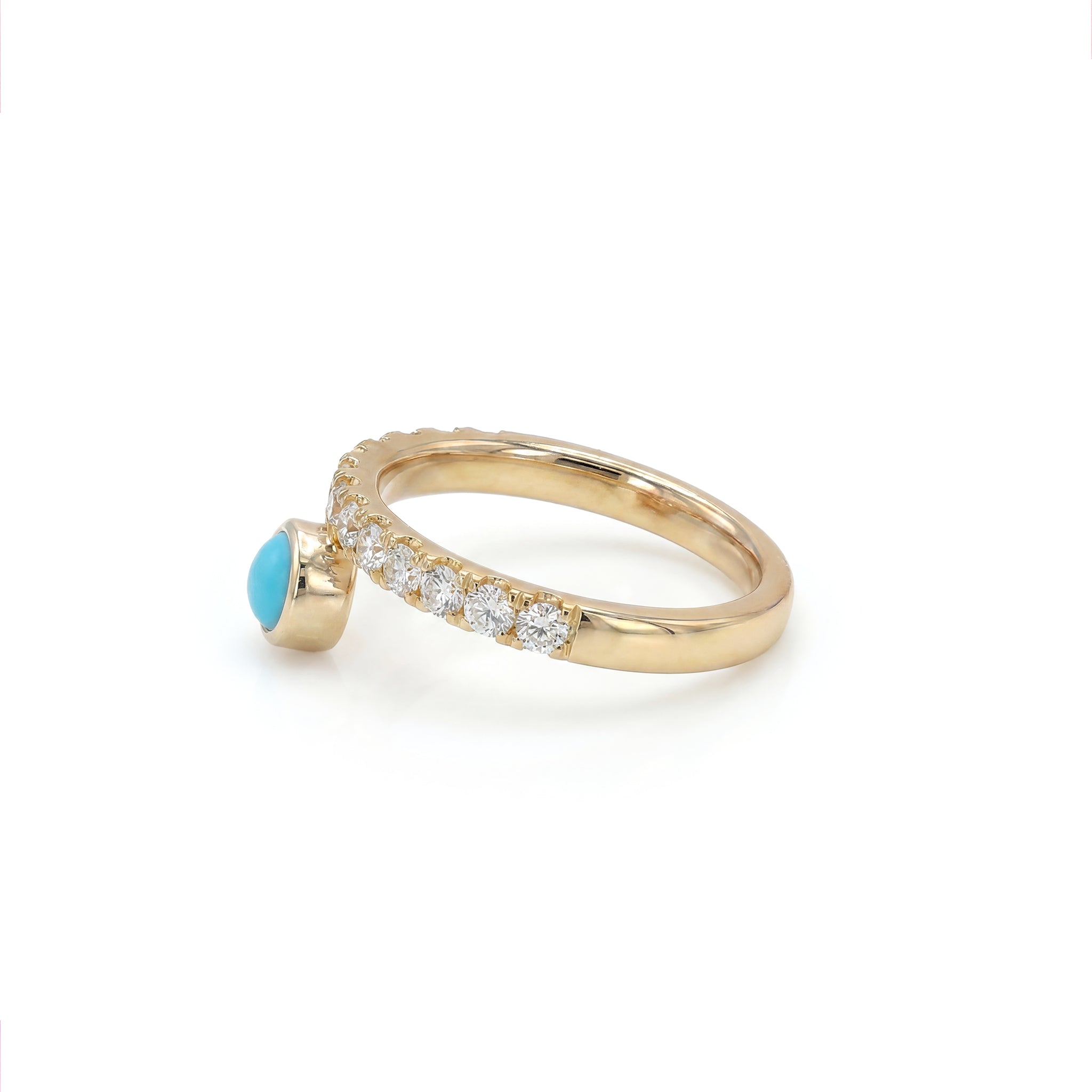Offset Orbit Ring in Diamond & Turquoise