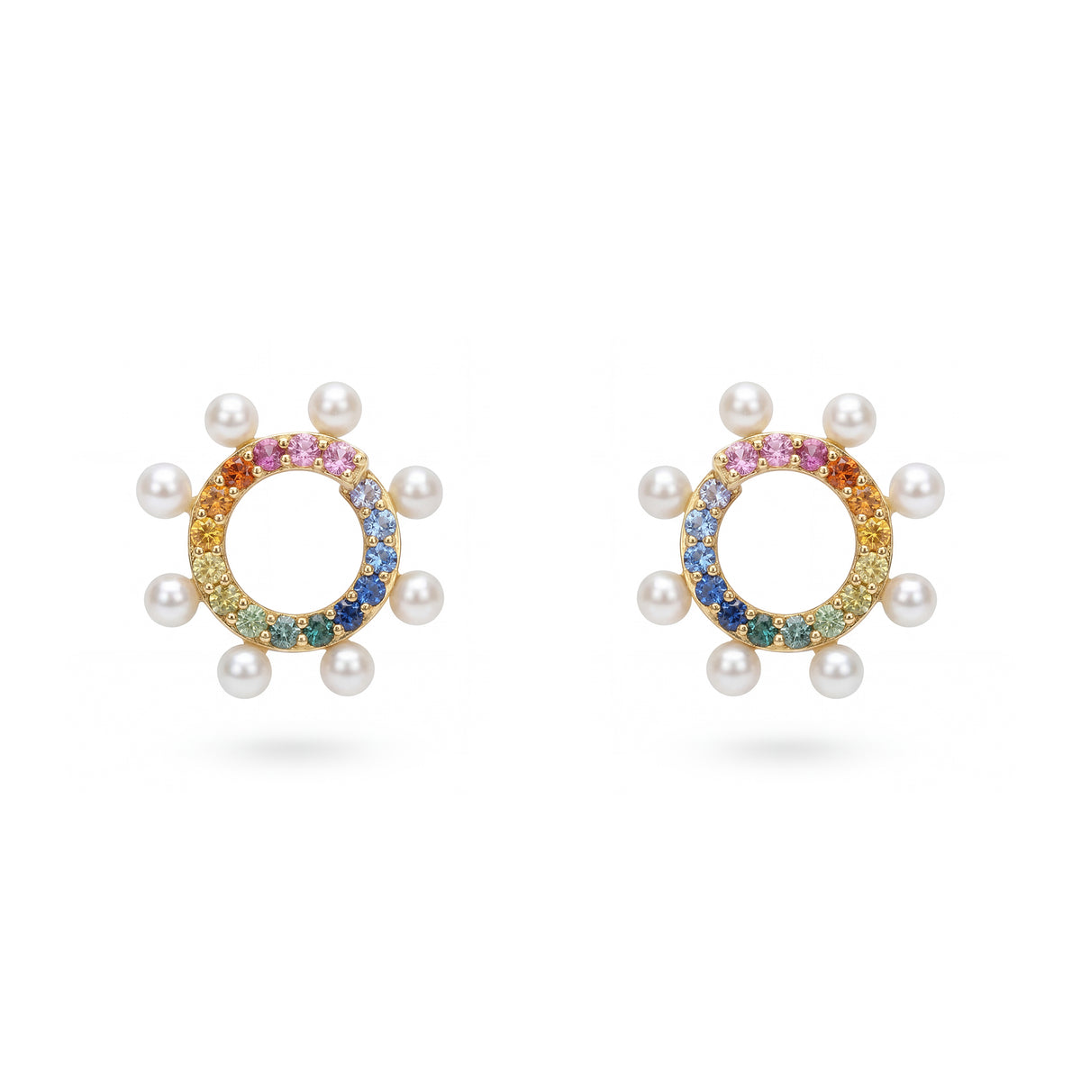 Pearl & Rainbow Sapphire Earring Curls