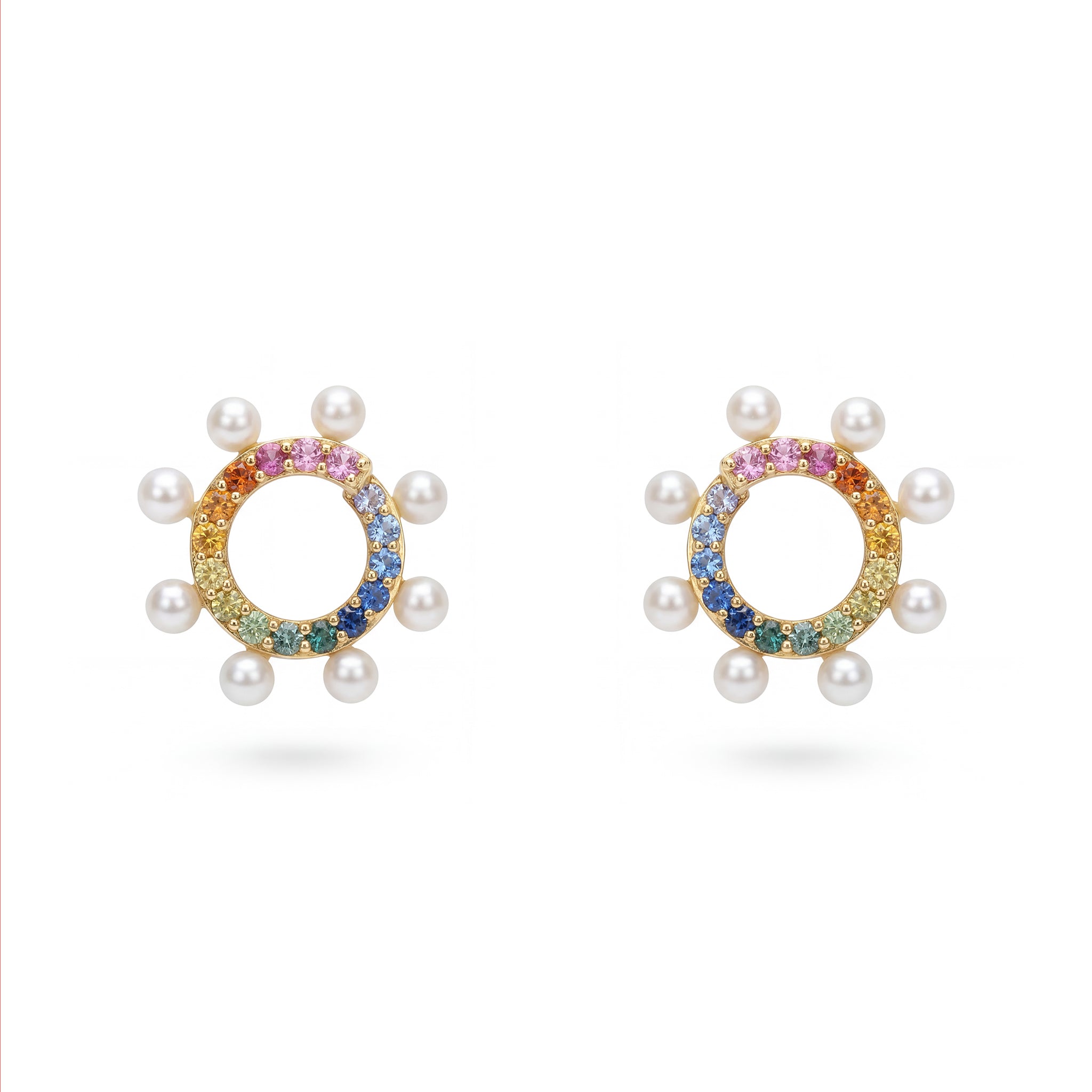 Tangent Curl Earring in Emerald & Turquoise