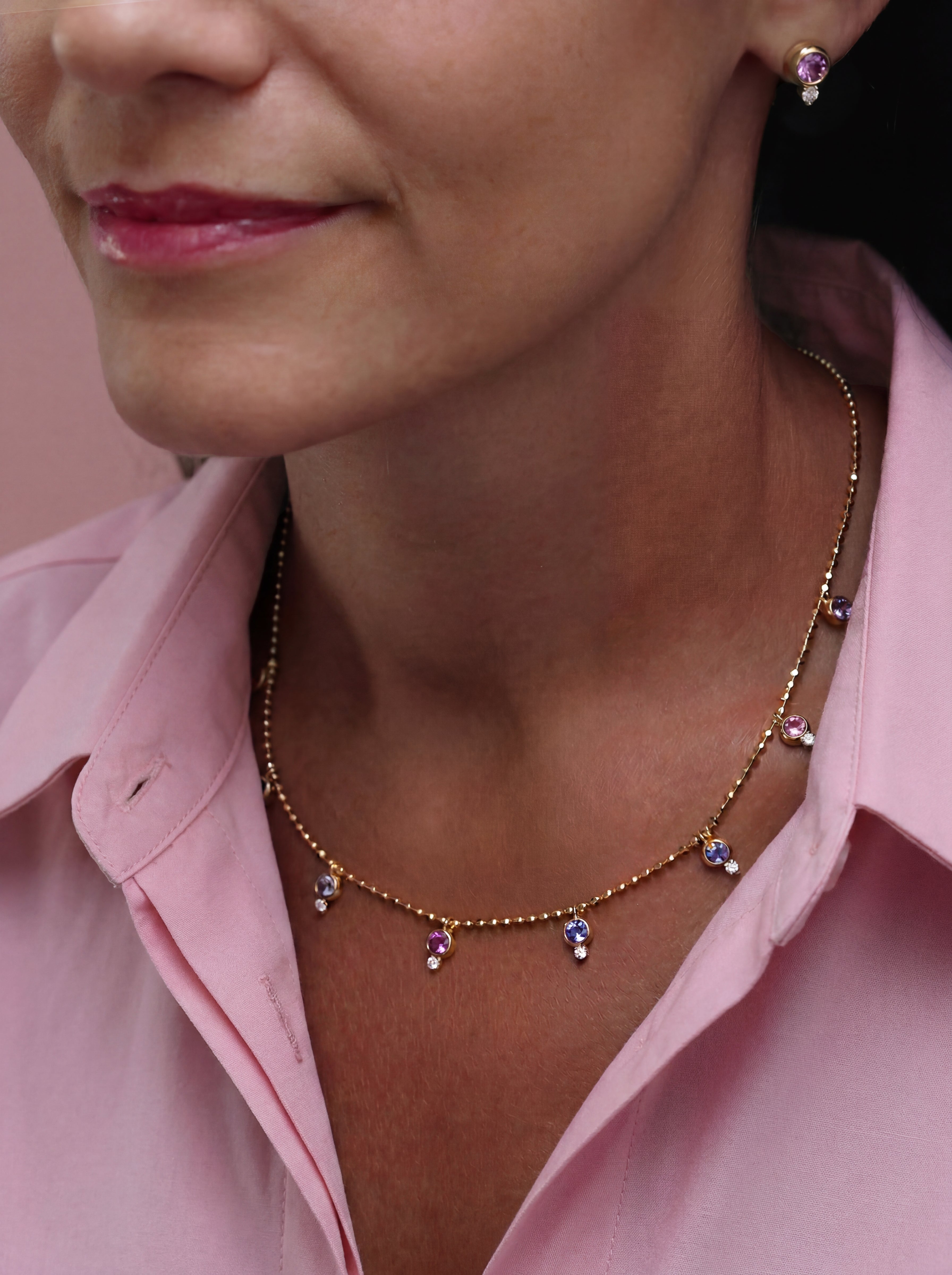 Drip Drop Necklace in Sapphire & Diamond
