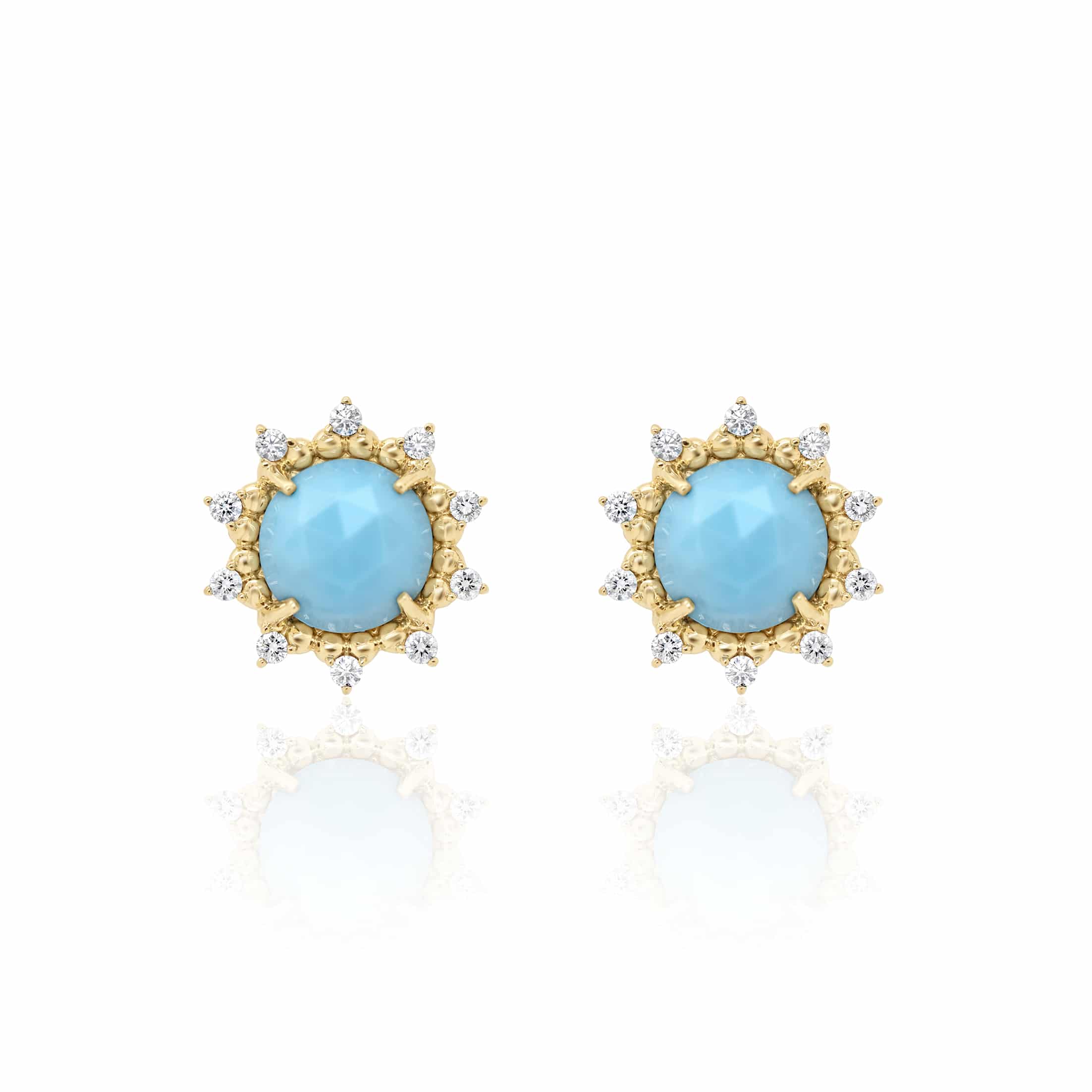 TURQUOISE SMALL CLOVER YELLOW GOLD EARRINGS