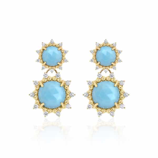 turquoise sunburst diamond convertible earrings